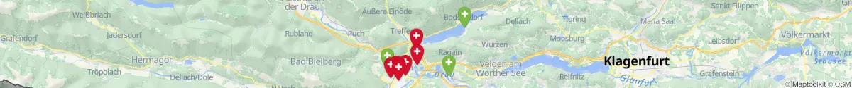 Kartenansicht für Apotheken-Notdienste in der Nähe von Treffen am Ossiacher See (Villach (Land), Kärnten)